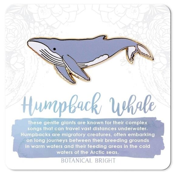 Humpback Whale Enamel Pin - Gold Plated Sea Life & Nature Jewelry Ocean Brooch - Picture 1 of 2